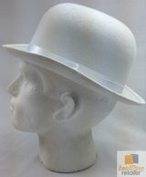 Vintage White Bowler Hat for Party Costumes, Derby Events, Halloween, and Dance Performances - Side View