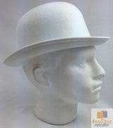 Vintage White Bowler Hat for Party Costumes, Derby Events, Halloween, and Dance Performances - 45-Degree Angle