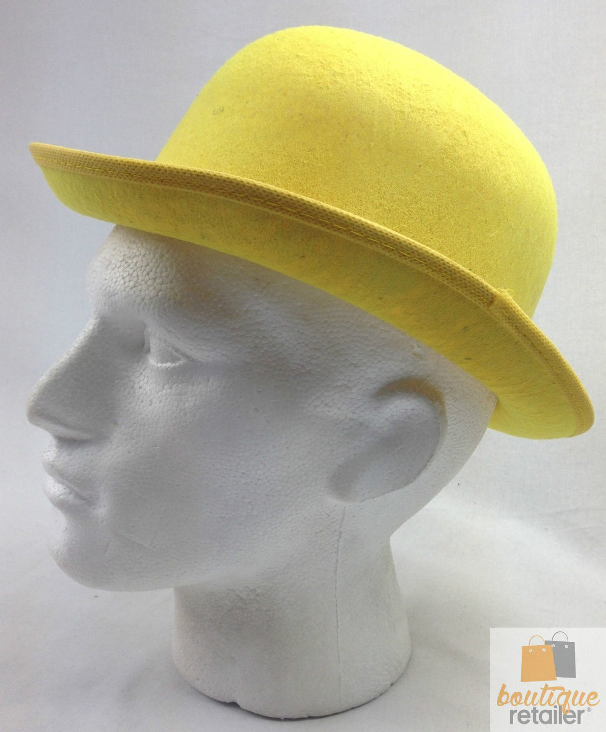 Vintage Yellow Bowler Hat for Party Costumes, Derby Dress-Up, Dance & Halloween Events