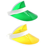 2x Yellow Perspex Visor with White Rim ??Retro 80s Rave Accessory, Adjustable Fit Australia Day