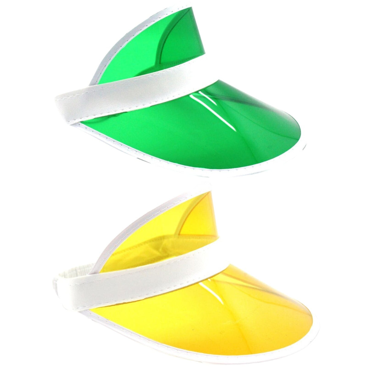 2x Yellow Perspex Visor with White Rim ??Retro 80s Rave Accessory, Adjustable Fit Australia Day