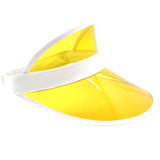 2x Yellow Perspex Visor with White Rim ??Retro 80s Rave Accessory, Adjustable Fit Australia Day