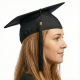 Deluxe GRADUATION HAT Mortar Board Graduate Bachelor Academic Cap School - Black - Side View