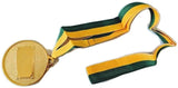 METAL WINNER GOLD MEDAL 1st Party Favours Sports Day 40cm Ribbon - Green/Gold - Side View