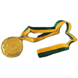 METAL WINNER GOLD MEDAL 1st Party Favours Sports Day 40cm Ribbon - Green/Gold - 45-Degree Angle