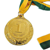 METAL WINNER GOLD MEDAL 1st Party Favours Sports Day 40cm Ribbon - Green/Gold - Close-Up Angle