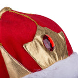 Regal Crown Costume Hat for Halloween - Soft Gold and Red Kings Cap Accessory