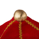 Regal Crown Costume Hat for Halloween - Soft Gold and Red King’s Cap Accessory - 45-Degree Angle