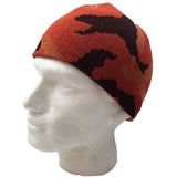 CAMO BEANIE Hat Winter Ski Army Military Camouflage Hunter Hunting Cap Warm - Orange Camouflage (Camo) - Front View
