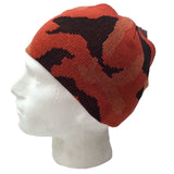 CAMO BEANIE Hat Winter Ski Army Military Camouflage Hunter Hunting Cap Warm - Orange Camouflage (Camo) - Rear View