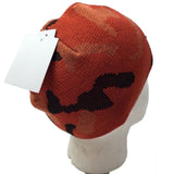CAMO BEANIE Hat Winter Ski Army Military Camouflage Hunter Hunting Cap Warm - Orange Camouflage (Camo) - Close-Up Angle