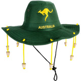 Australian Cork Hat  Green with Gold Kangaroo Embroidery Aussie Australia Day