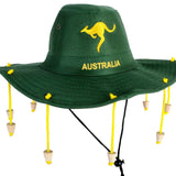 Australian Cork Hat  Green with Gold Kangaroo Embroidery Aussie Australia Day