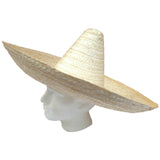 Beige Mexican Sombrero Straw Party Hat - Authentic Western Costume Accessory - Front View