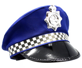 Police Officer Pilot Cap - Classic Blue Costume Hat for Halloween and Themed Events - Front View