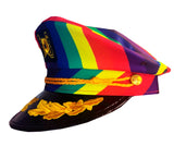 Rainbow Sailor Cap Costume Hat Pride Burning Man Festival Mardi Gras - Front View