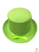 Light Green Satin Trilby Fedora Top Hat for Costume Parties - One Size Fits Most - Top-Down View