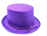 Purple Satin Trilby Fedora Top Hat - Fancy Dress Costume Party Cap, One Size Fits Most - Front View