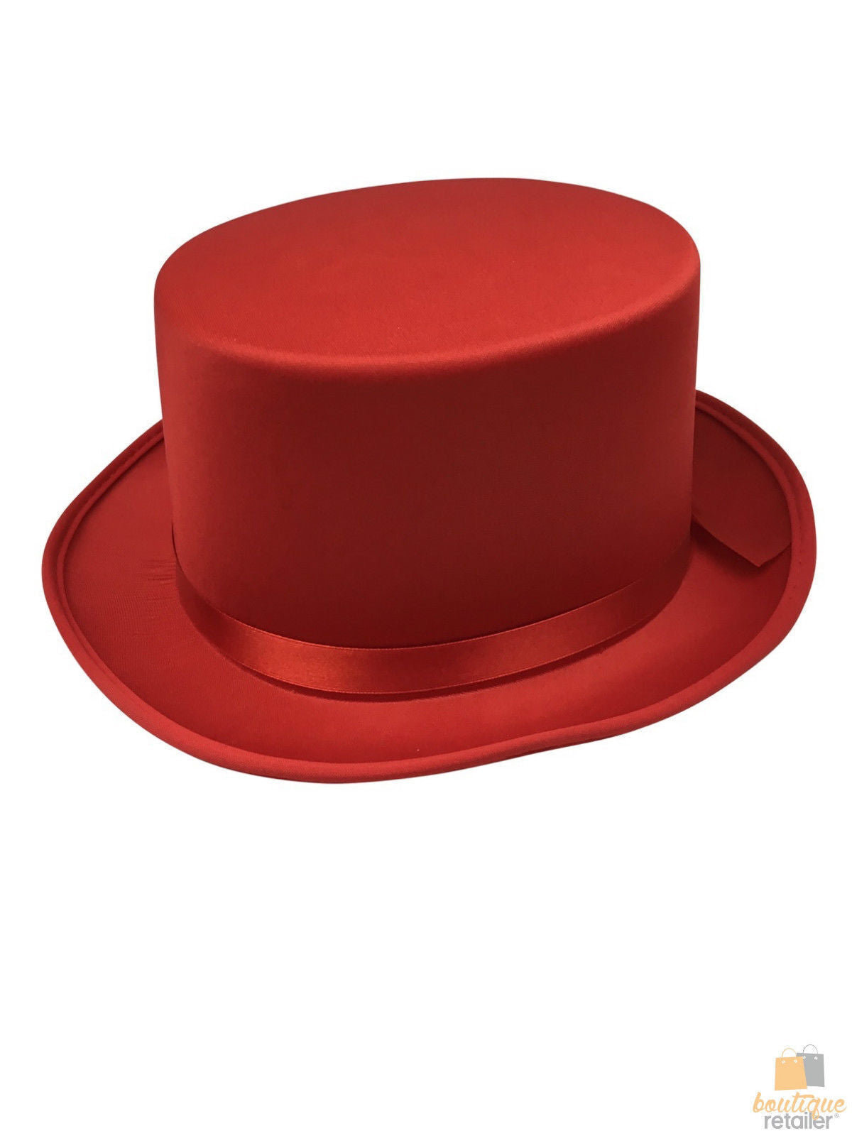 Red Satin Fedora Top Hat - Costume Party Accessory for Fancy Dress, One Size Fits Most
