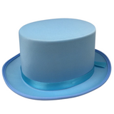 Sky Blue Satin Trilby Fedora Top Hat - Fancy Dress Costume Party Cap