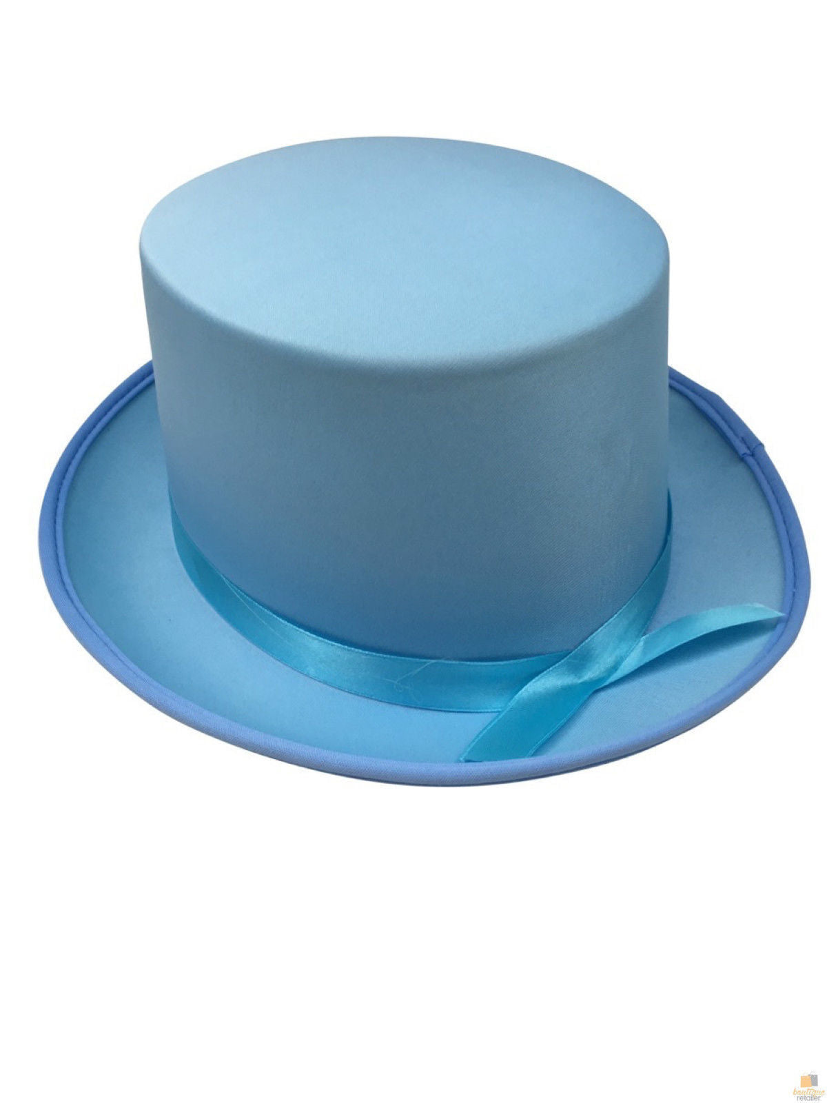 Sky Blue Satin Trilby Fedora Top Hat - Fancy Dress Costume Party Cap