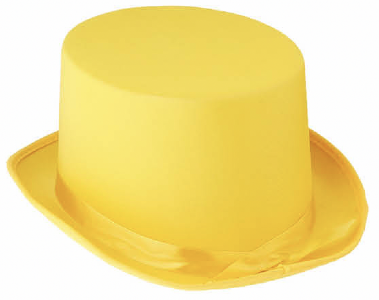 Satin Yellow Trilby Fedora Top Hat for Fancy Dress Costume Parties - One Size Fits Most