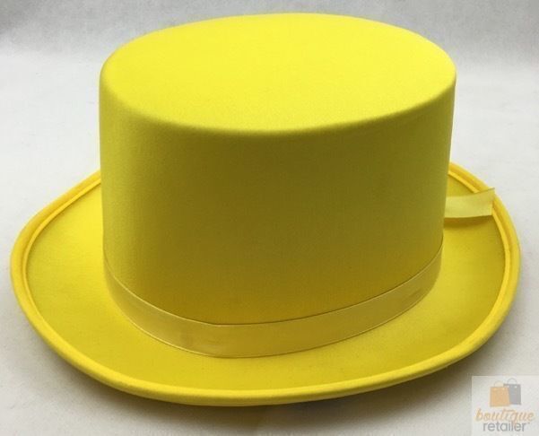 Satin Yellow Trilby Fedora Top Hat for Fancy Dress Costume Parties - One Size Fits Most