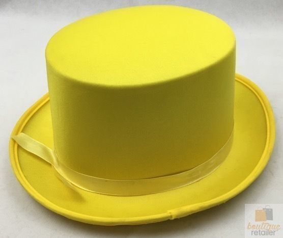 Satin Yellow Trilby Fedora Top Hat for Fancy Dress Costume Parties - One Size Fits Most