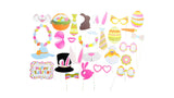28pcs Easter Photo Booth Props Party Selfie Costume Rabbit Egg Bunny - Front View