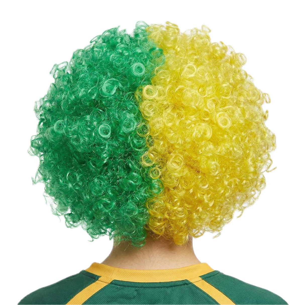 Funky Green/Gold Deluxe Aussie Afro Wig for Costume Parties and Australia Day Celebrations