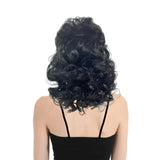 70s Inspired Curly Disco Wig for Punk Rock Party Costume - Black - Rear View