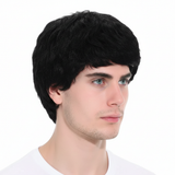 Mens Short Party Wig Costume Party Dress Up Fancy Classic Style - Black - Side View