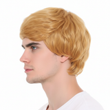 Mens Short Party Wig Costume Party Dress Up Fancy Classic Style in Ginger Blonde - Side View