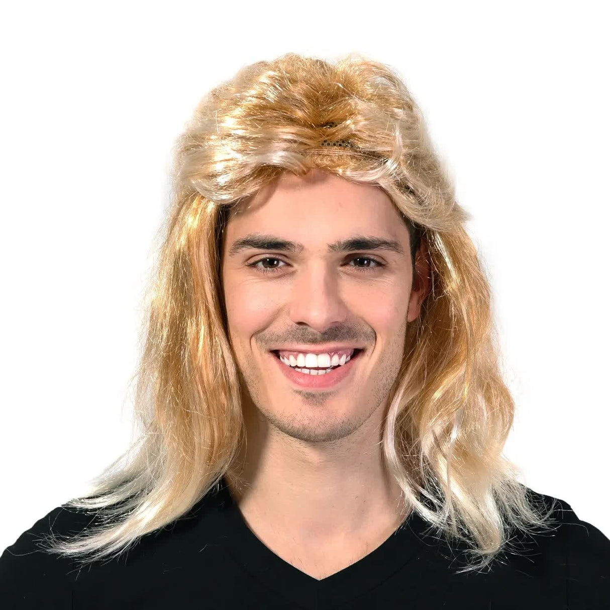 Retro Dirty Blonde Mullet Wig for 80s & 90s Costume Parties