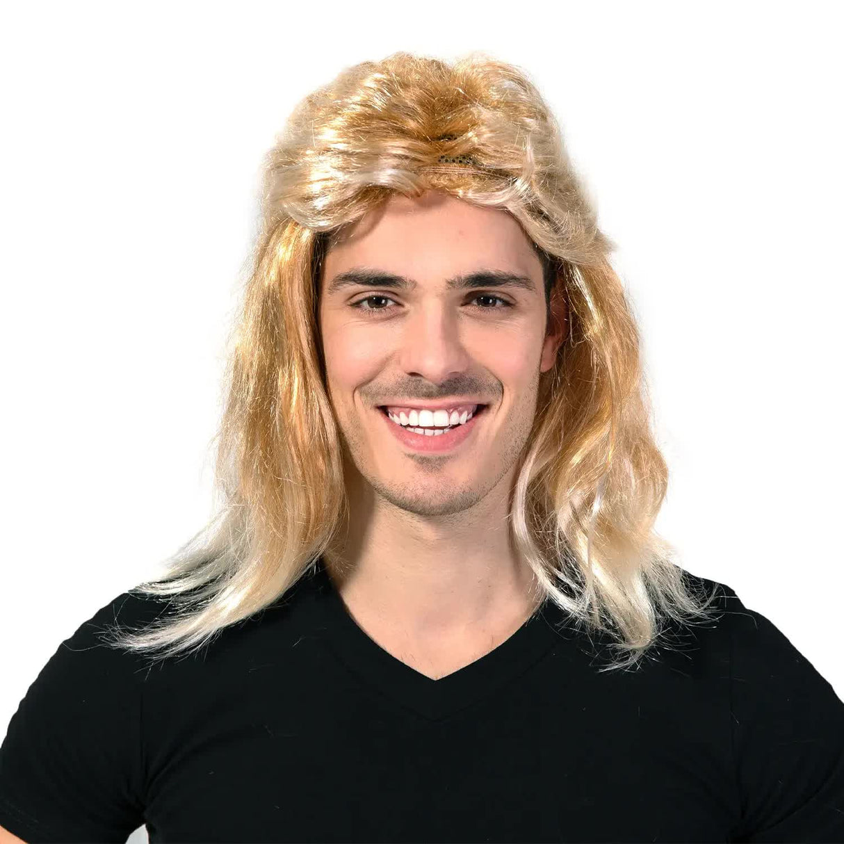 Retro Dirty Blonde Mullet Wig for 80s & 90s Costume Parties
