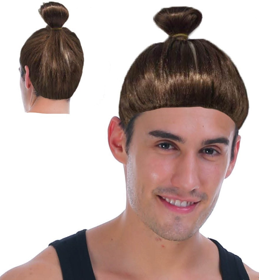 Trendy Brown Man Bun Wig for Hipster Costume and Everyday Style