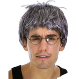 Grandpa Wig Grey Old Man Costume Party Halloween Book Week Professor - Front View