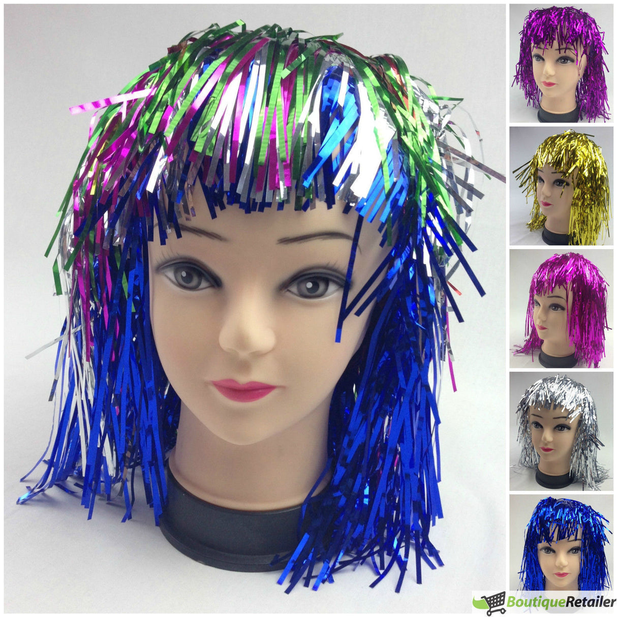Sparkling Metallic Tinsel Disco Wig for 70s, 50s, and 20s Costumes - Red Unisex Party Accessory