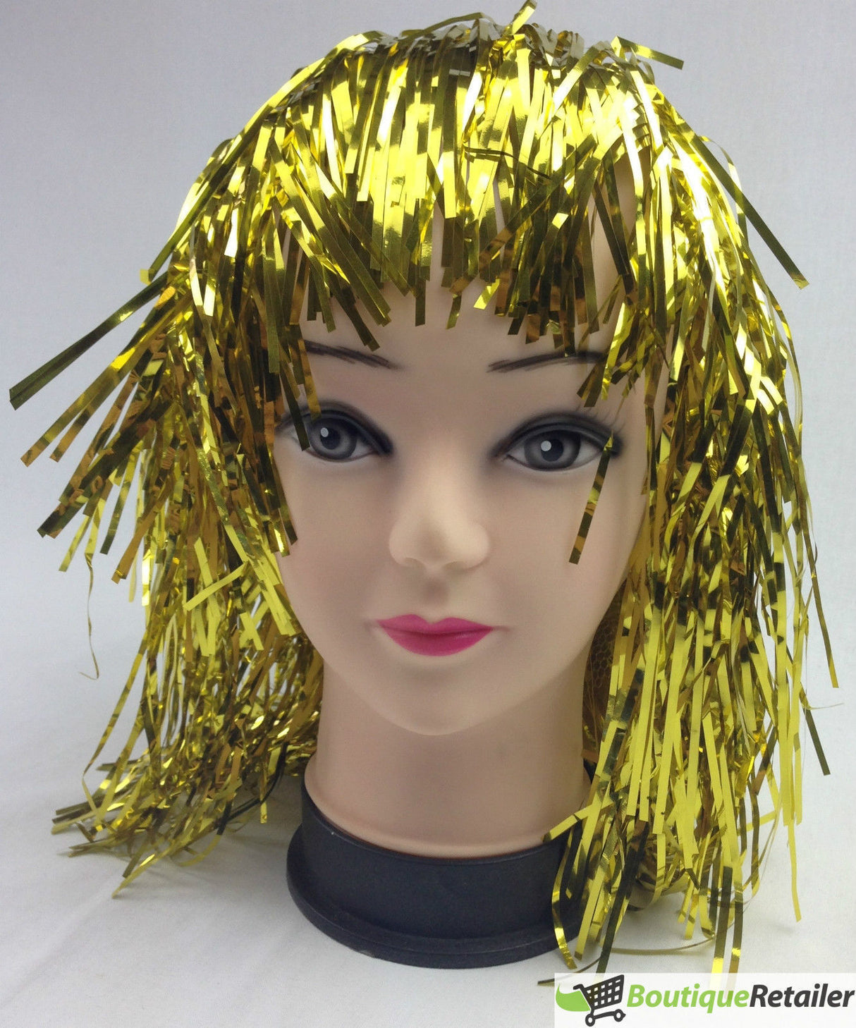 Shimmering Tinsel Wig - Unisex Metallic Accessory for 70s, 50s, and 20s Themed Parties - Gold/Yellow