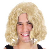 MEN'S DISCO WAVE WIG Long Curly Hair for 60s 70s Punk Rock Costume - Blonde - Front View