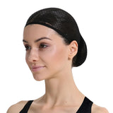 Black Open-Top Wig Cap - Breathable Mesh Hair Net for Wig Fitting & Comfort - Front View