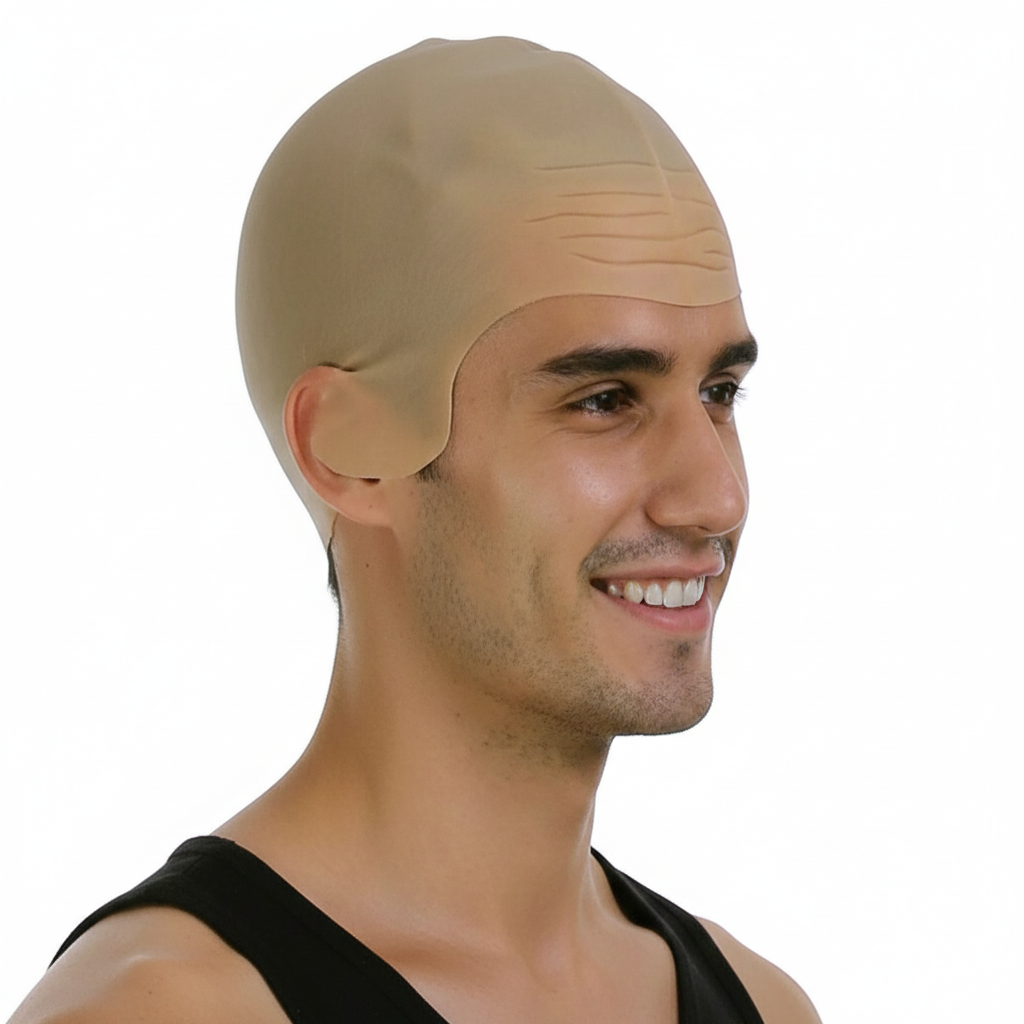 Bald Skinhead Costume Wig Cap - Authentic Rubber Latex Head Cover for Parties