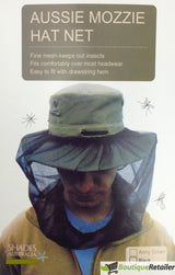 Mosquito Hat Net Head Protector Bee Bug Mesh Insect Mozzie Fishing Fly - Black - Top-Down View
