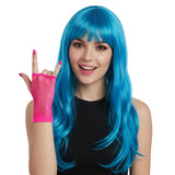 24x Fishnet Gloves Fingerless Wrist Length 70s 80s Womens Costume Party Bulk - Assorted Colour Pack - Side View