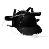 BEER DRINKING HELMET Drink Guzzler Holder Costume Party Hat Oktoberfest - Black - Front View