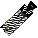 2-Pack Men's Adjustable Clip-On Suspenders - Elastic Formal Wedding Slim Fit - Black & White Striped Design - Side View