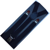Adjustable Black Men's Suspenders Braces - 2 Pack Slim Fit Clip-On for Formal Events - Side View
