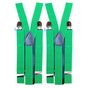 2x Mens Suspenders Braces Adjustable Strong Clip On Elastic Formal Wedding Slim - Dark Green