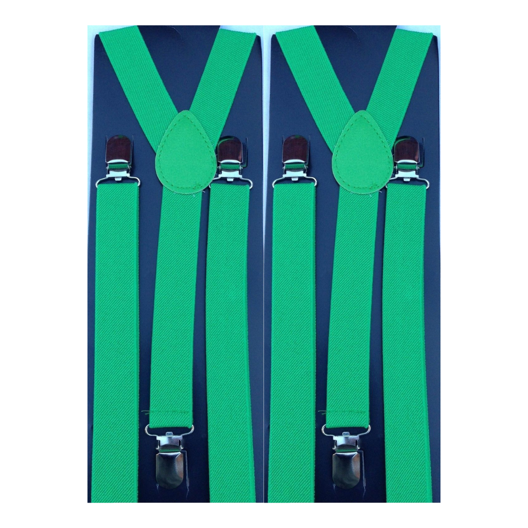 Adjustable Green Men's Clip-On Suspenders Braces - 2 Pack for Formal Events