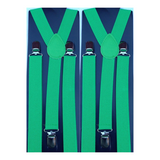 Adjustable Green Men's Clip-On Suspenders Braces - 2 Pack for Formal Events - Front View